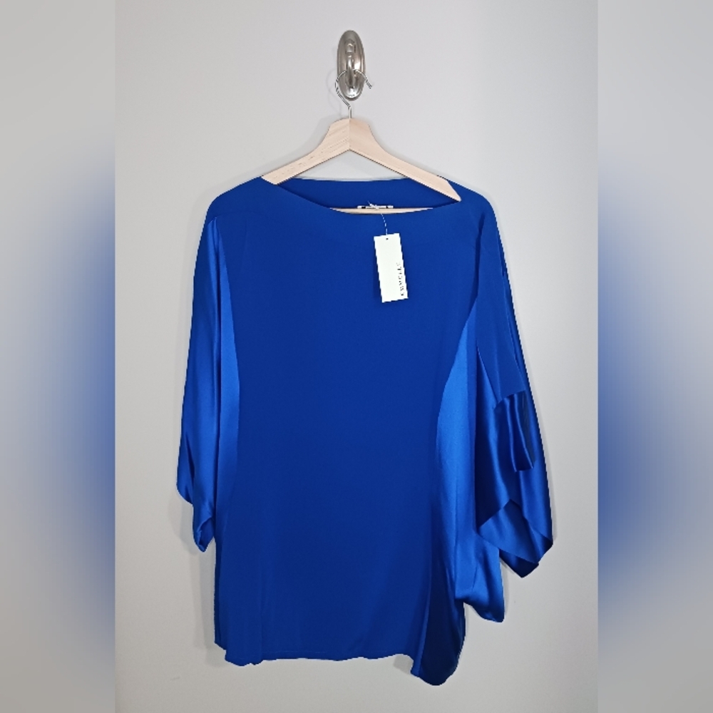 Emmelle Satin Asymmetric Tunic Lagenlook Women's Blouse Size XS/S New